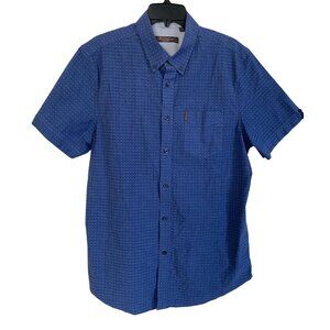 Ben Sherman Shirt Short Sleeve Button-Down Large Blue Preppy Quiet Luxury